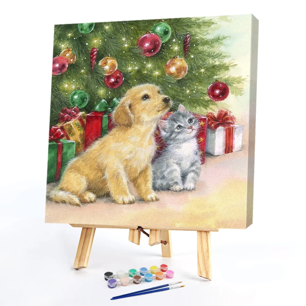 Christmas Cat Dog - Paint By Numbers(20*20CM)