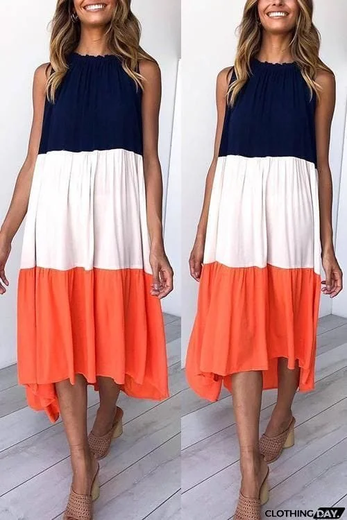 Color Block Sleeveless Dress