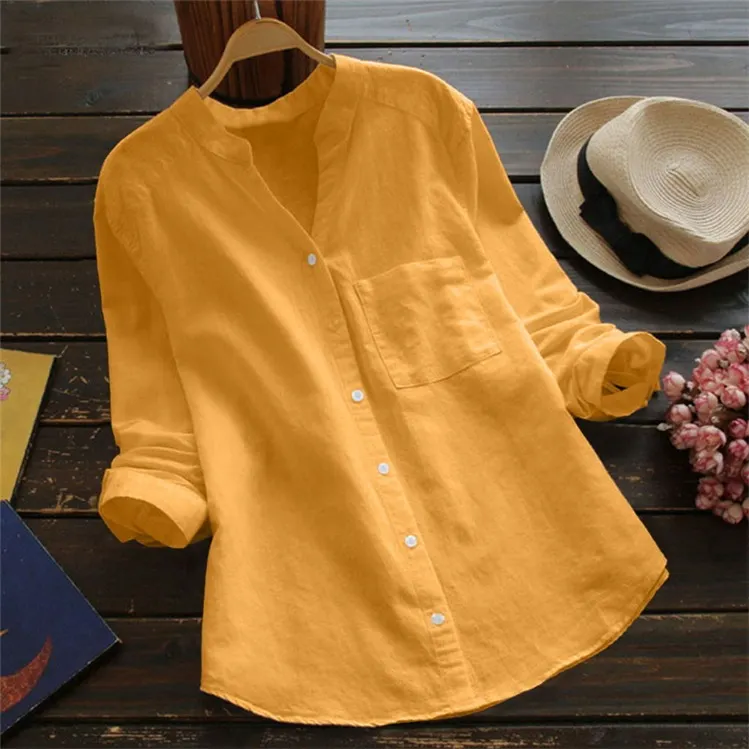 LINEN COTTON CASUAL LOOSE SHIRT-BUY 3 FREE SHIPPING
