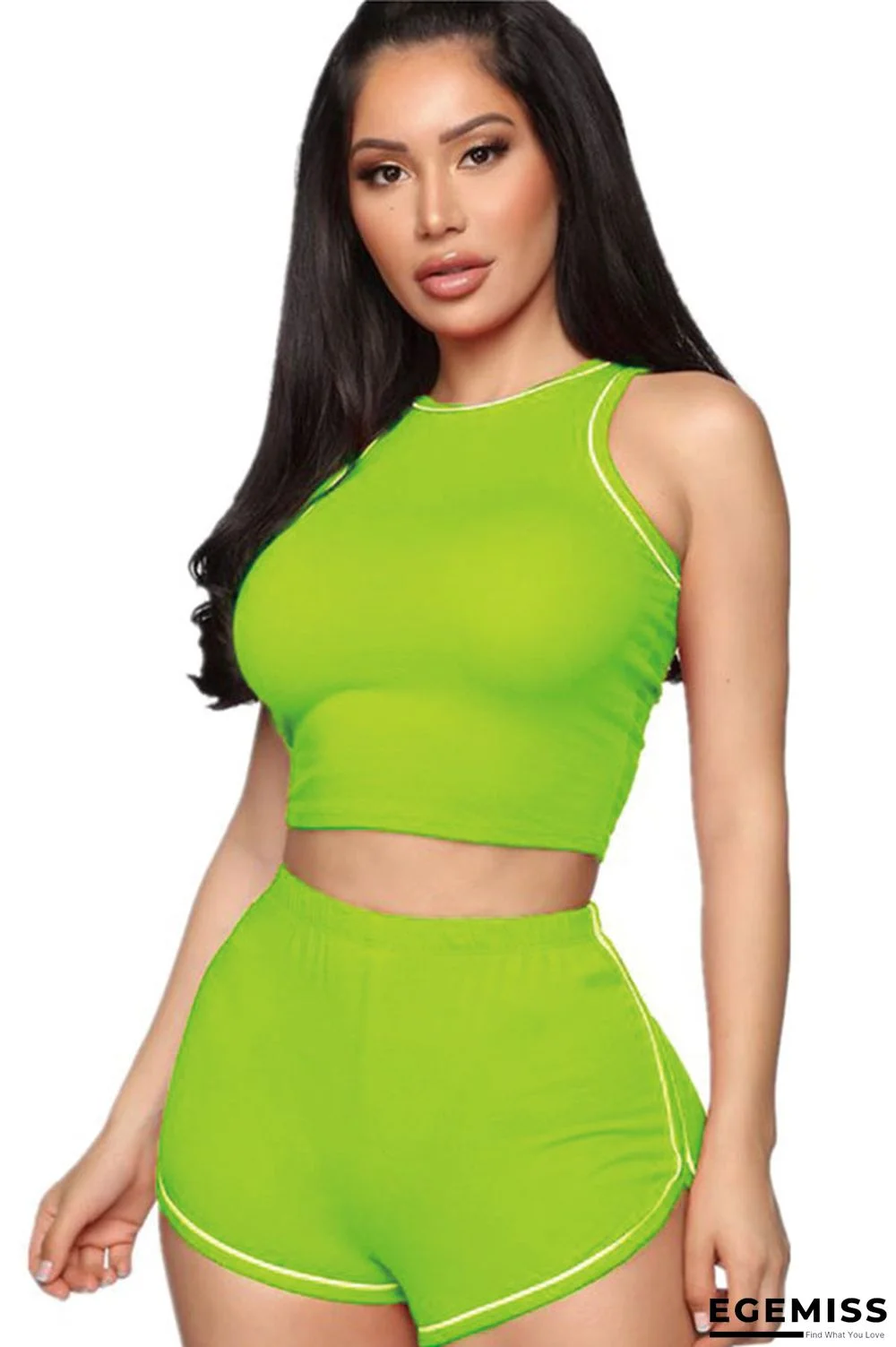 Fluorescent green Sexy Fashion Solid Patchwork Skinny Sleeveless | EGEMISS