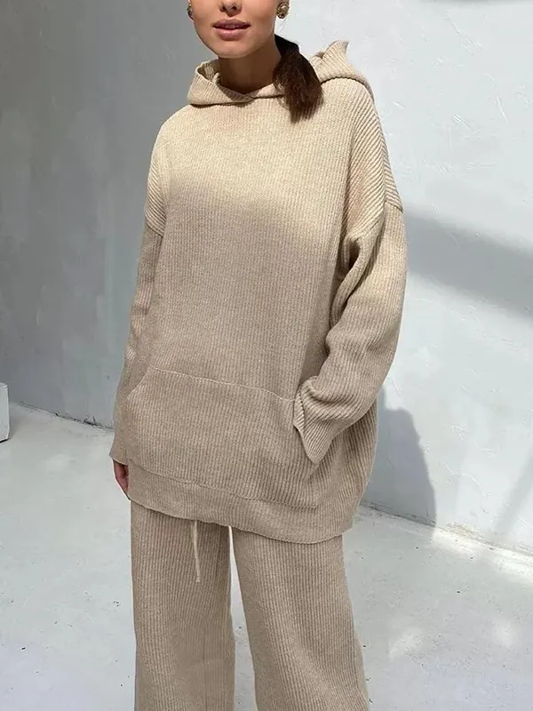 Round Neck Solid Color Loose Suit