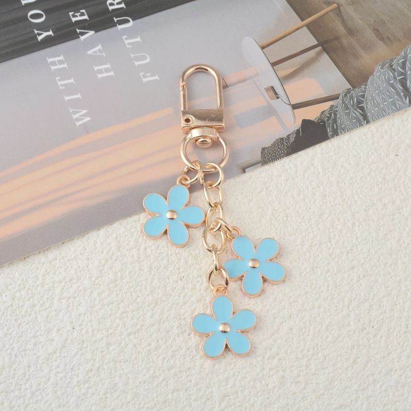 Sweet Flower Metal Unisex Bag Pendant Keychain