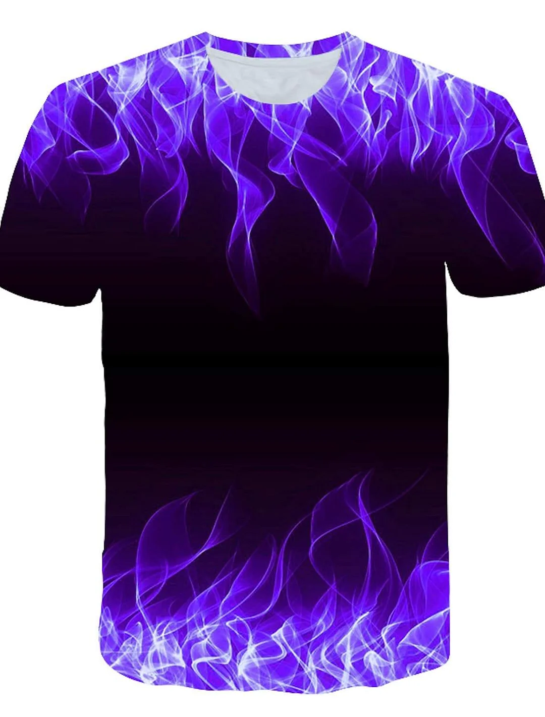 Men's T Shirt Graphic Flame Print Short Sleeve Casual Tops Basic Designer Big and Tall Round Neck