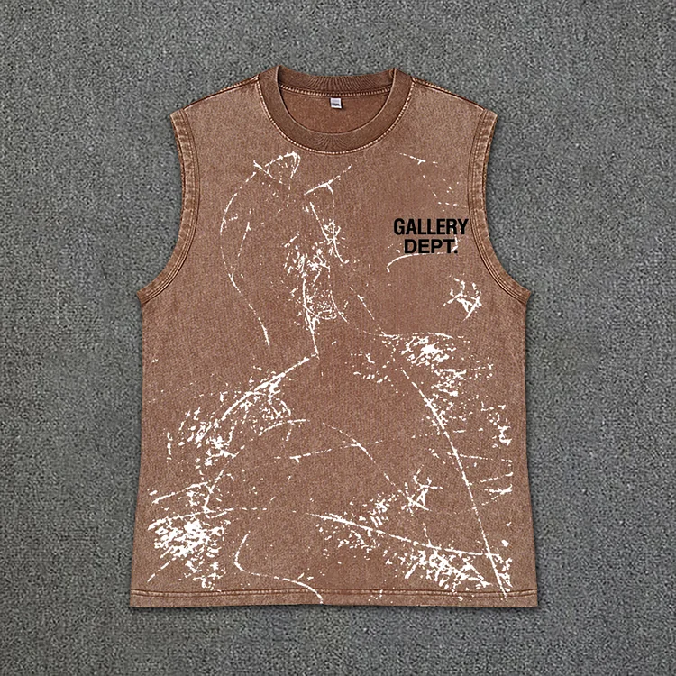 Vintage Gallery Dept Abstract Print Acid Washed Tank Top