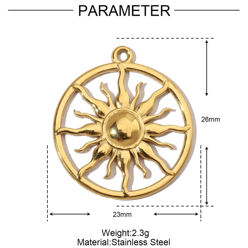 3 PCS/Package 31 * 34mm 35*37mm Titanium Steel Sun Heart Shape Pendant Jewelry Accessories