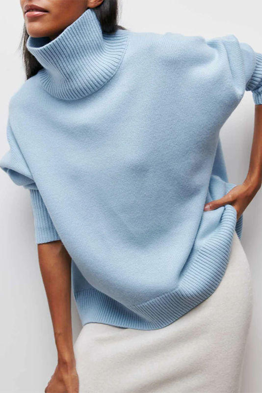 Oversized Turtleneck Sweater with Rolled Sleeves