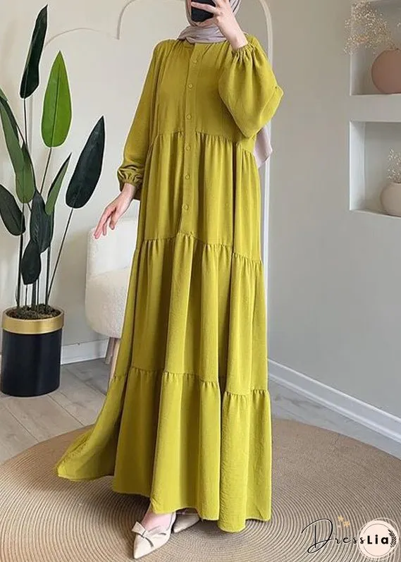 New Navy Button Tie Waist Cotton Long Dresses Fall