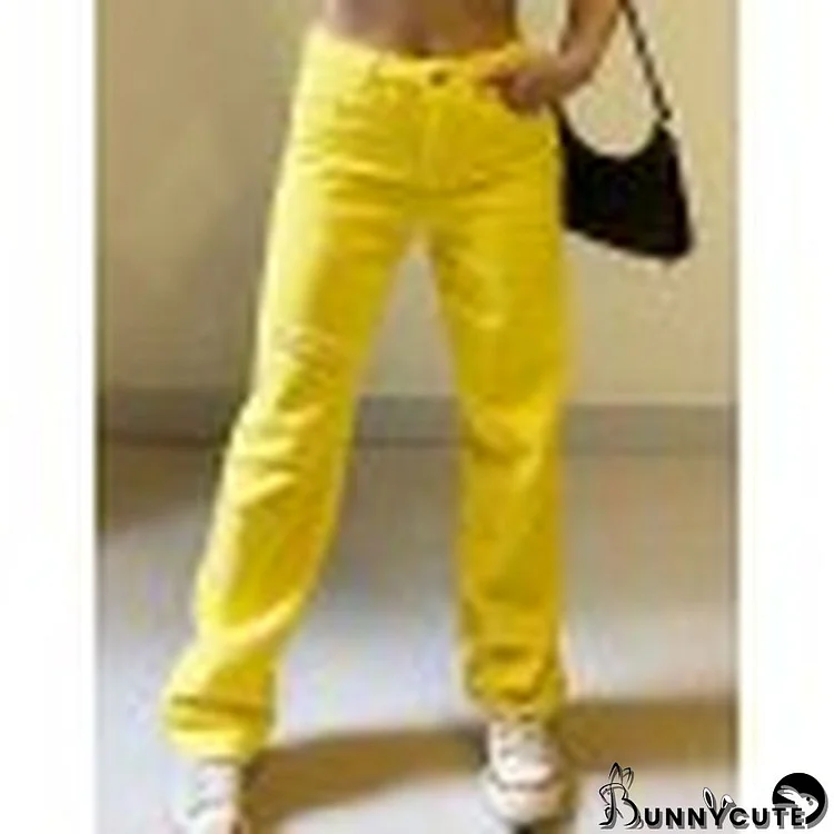 Yellow Distressed Ripped Jeans