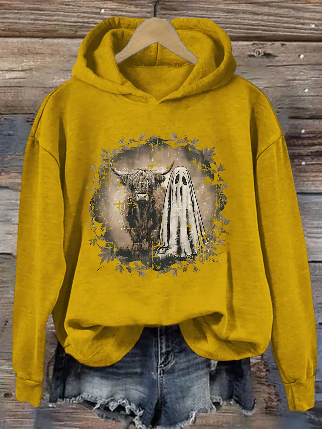 Highland Cow Ghost Hoodie