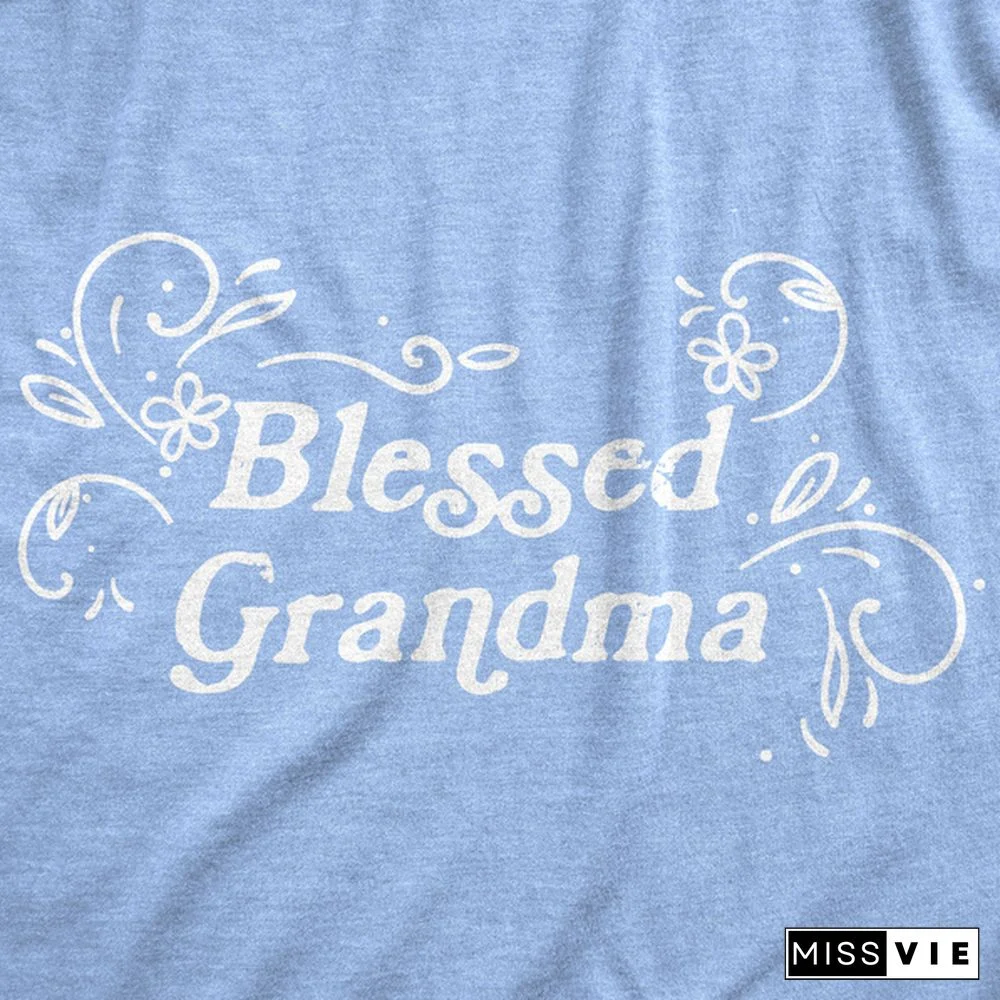 Womens Blessed Grandma Tshirt Funny Grandmother Appreciation Nana Graphic Novelty Tee
