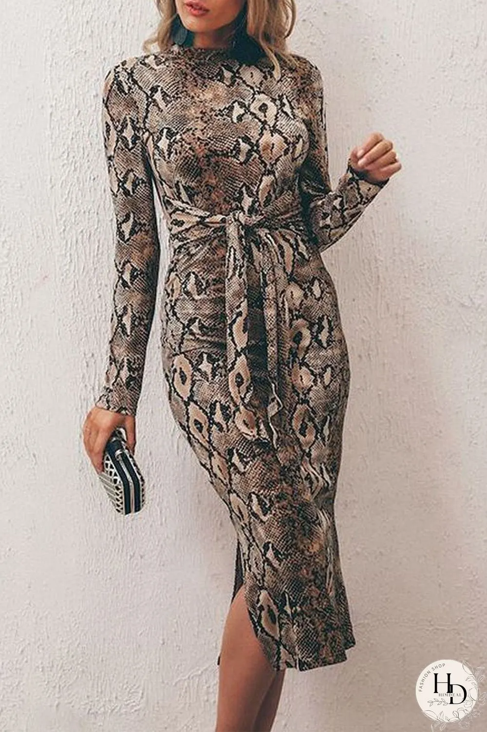 Snake Skin Pattern Package Hip Dress