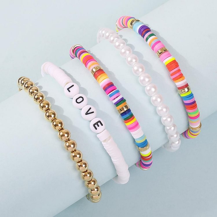 Handmade Colorful LOVE Bead Stackable Bracelets