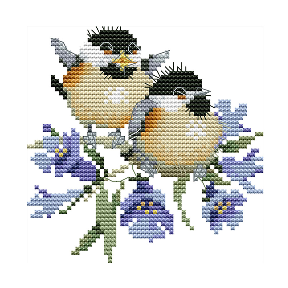 

Chirping bird on bluebell - 14CT Stamped Cross Stitch - 16*16cm, 501 Original