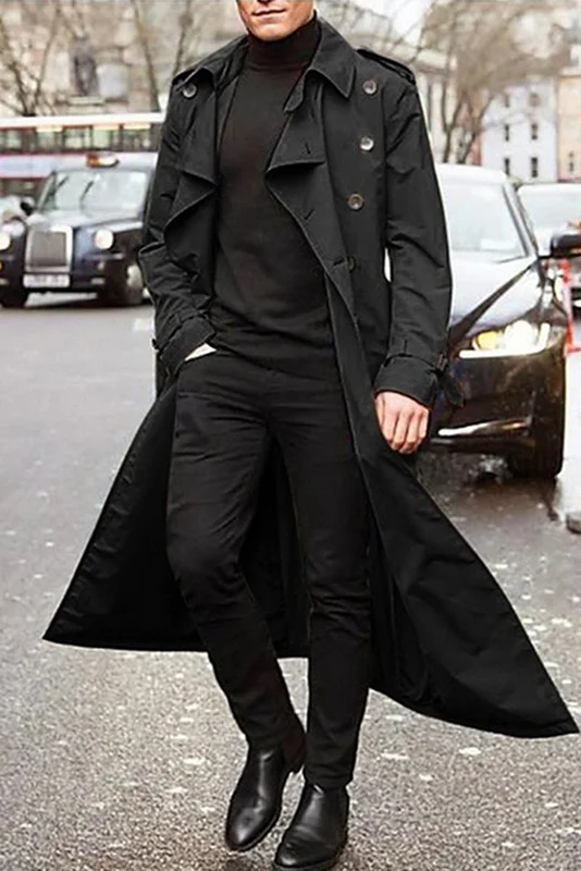 Tiboyz Men's Fashion Casual Long Trench Coat