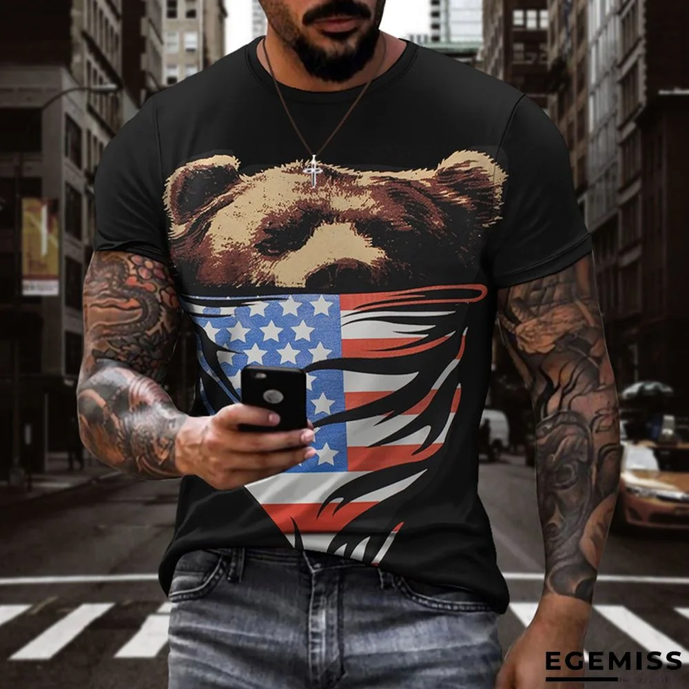Men's Fashion Animal Series Printed Round Neck Short Sleeve T-shirt | EGEMISS