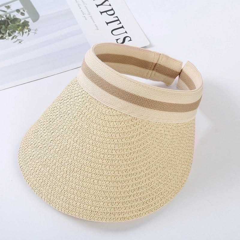 Women’s Lady Minimalist Solid Color Big Eaves Straw Hat