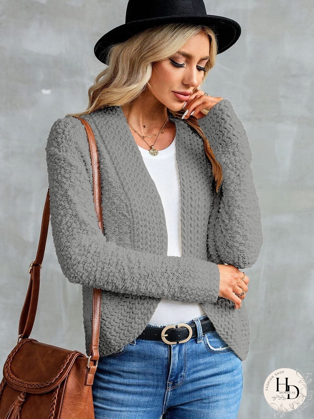 Textured Knit Long Sleeve Cardigan