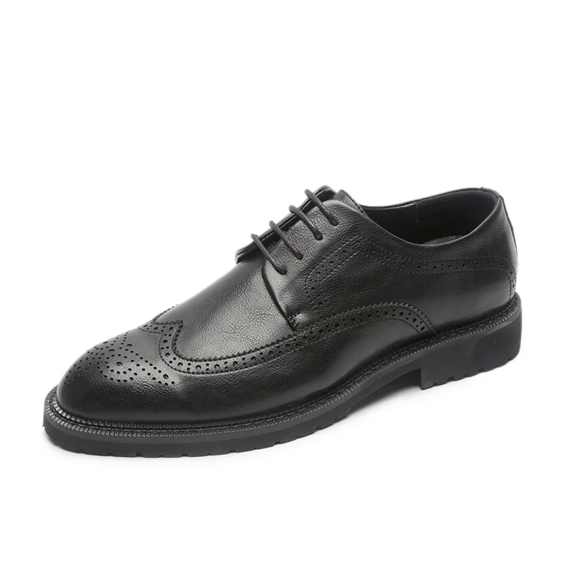 Colourp Colourp Men's Shoes Spring / Summer 2023 Business Formal Wear Leather Shoes Block Carved Flower Pointed Men's Leather Shoes PX62-J