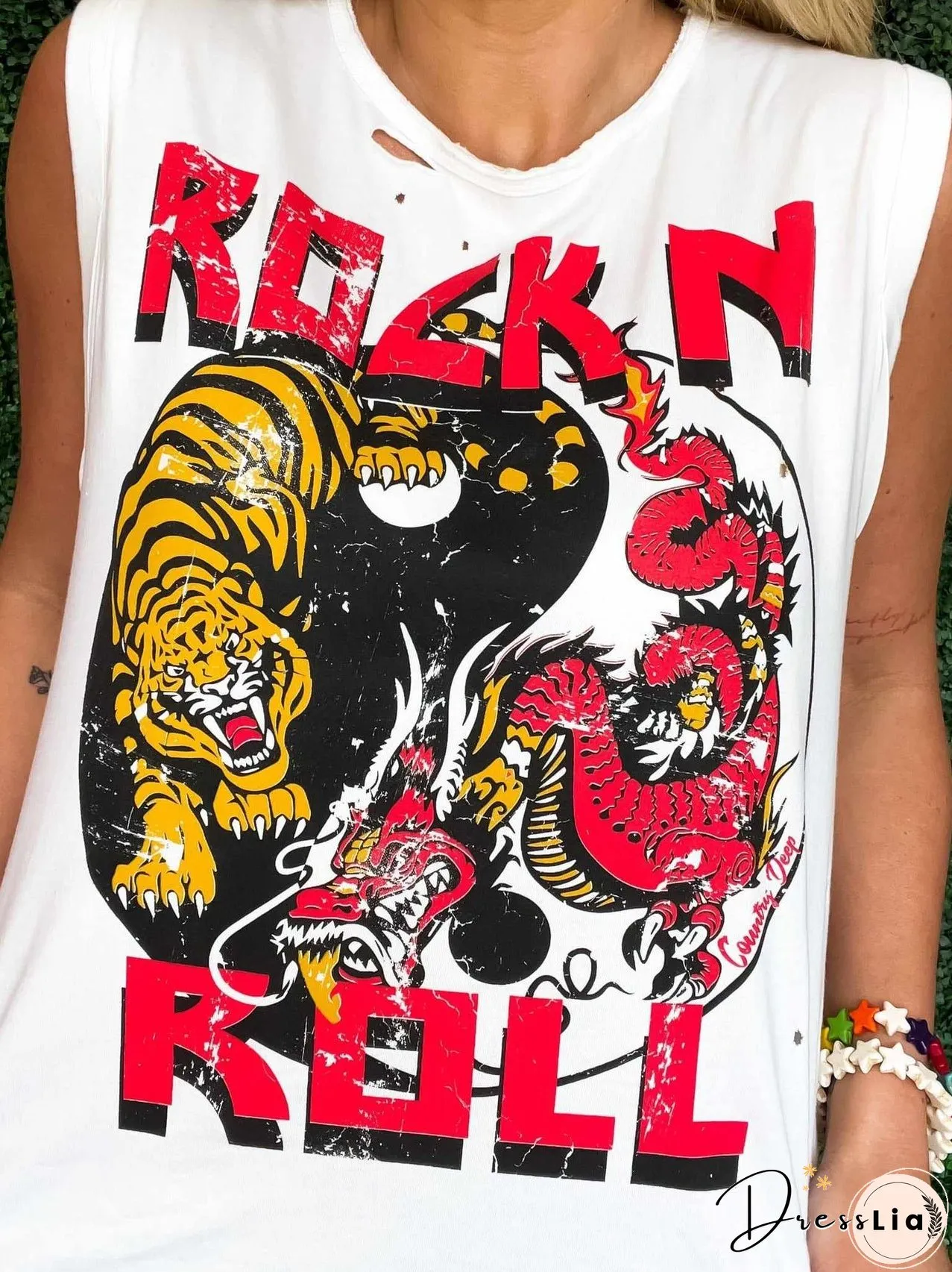 Rock N Roll Distressed Tank