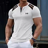 Men's Sports Button Round Neck T-Shirt