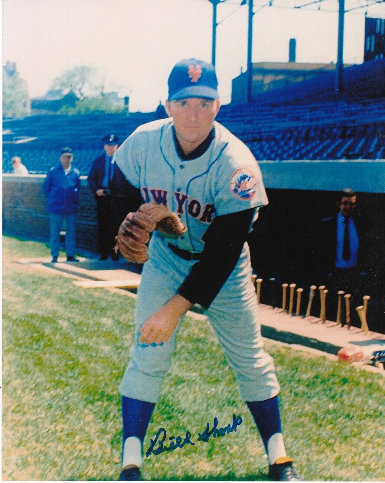 BILL SHORT NEW YORK METS ACTION SIGNED 8x10