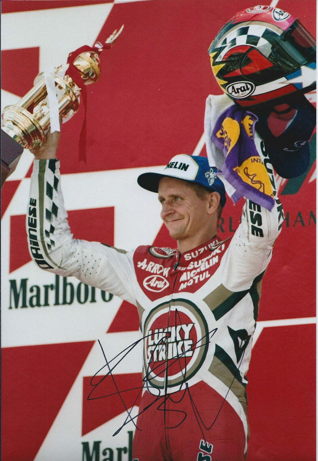 Kevin Schwantz GENUINE SIGNED Motorcycle Grand Prix Champ 12x8 Photo Poster painting AFTAL COA