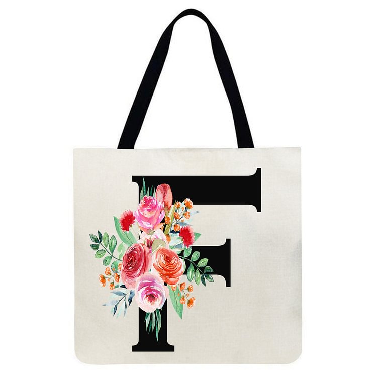 Alphabet Flowers - Linen Tote Bag