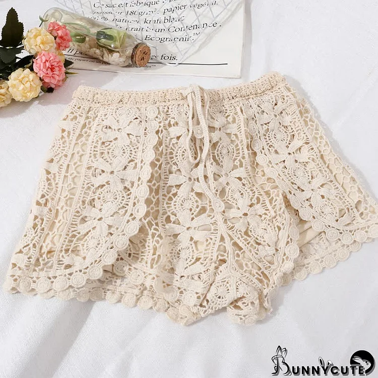 Boho Beach Crochet Lace Embroidery Casual Shorts