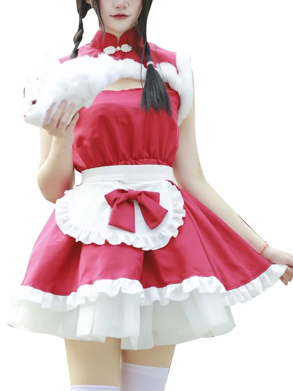 Lolita Cutout Sleeveless Turtle Neck Tiered Paneled Mini Maid Dress 