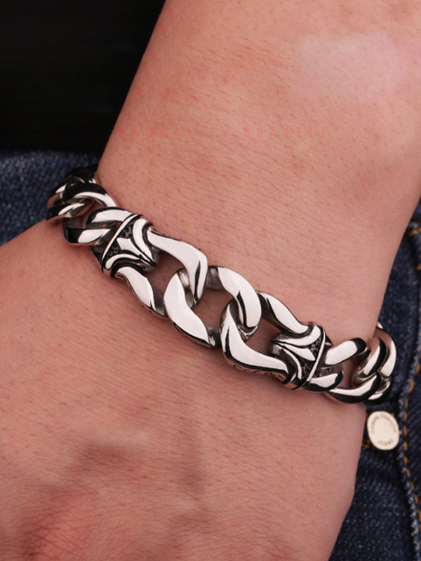 Men's Silver Titanium Stainless Steel Bracelet