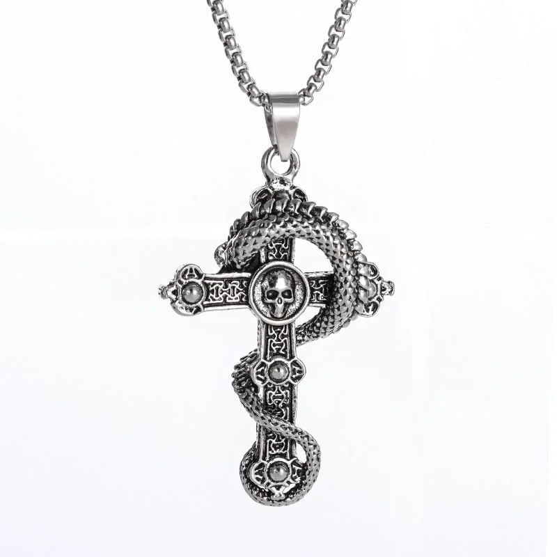 Unisex Street Skeleton Dragon Cross Necklace