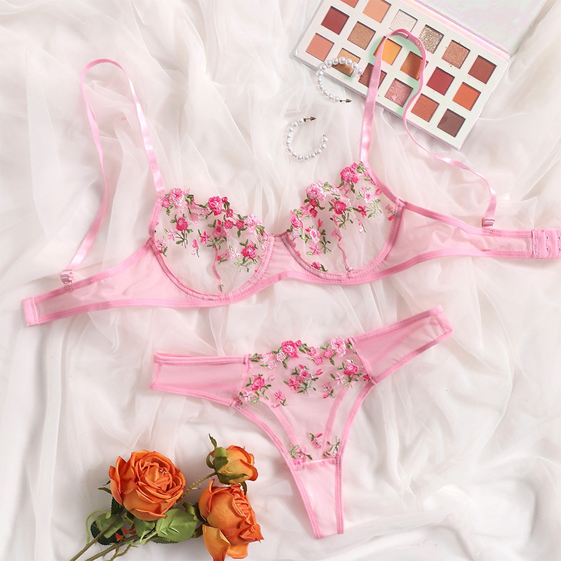 Lovingerie - See-through Rose Lace Bikini Sexy Lingerie Set