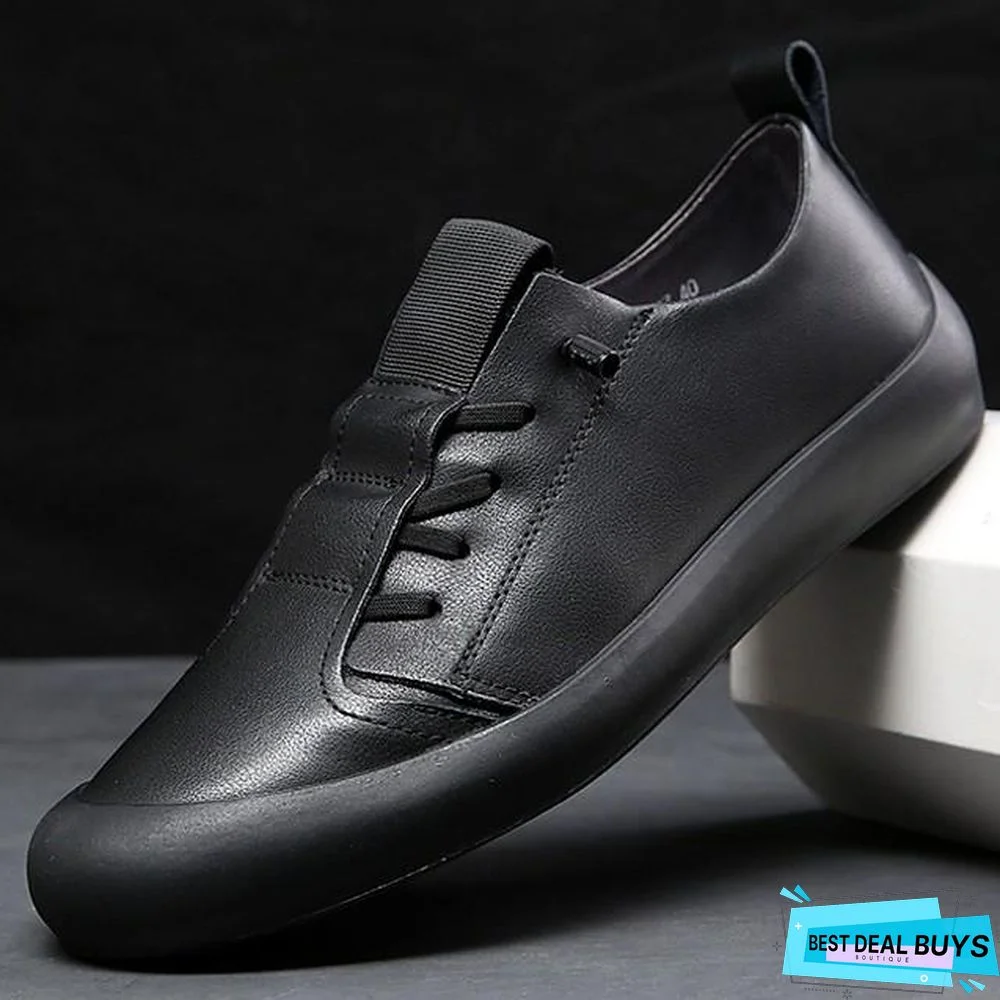 Men's Summer / Fall Daily Trainers / Athletic Shoes Leather White / Black