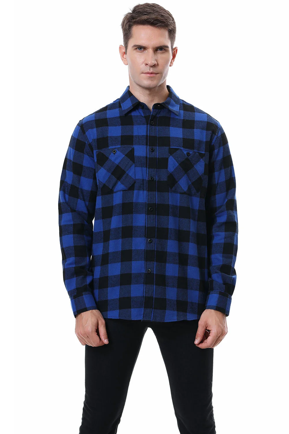 Men's Plaid Flannel Shirt Blue/Black Alex Vando Fashion
