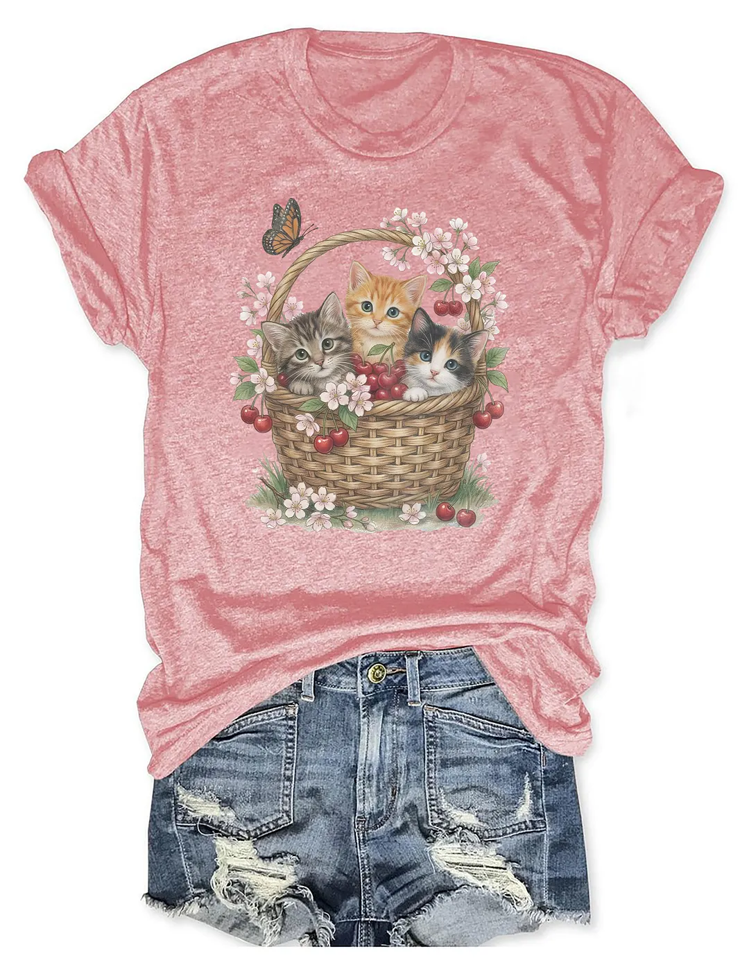 Cottagecore Floral Cute Kittens T-shirt