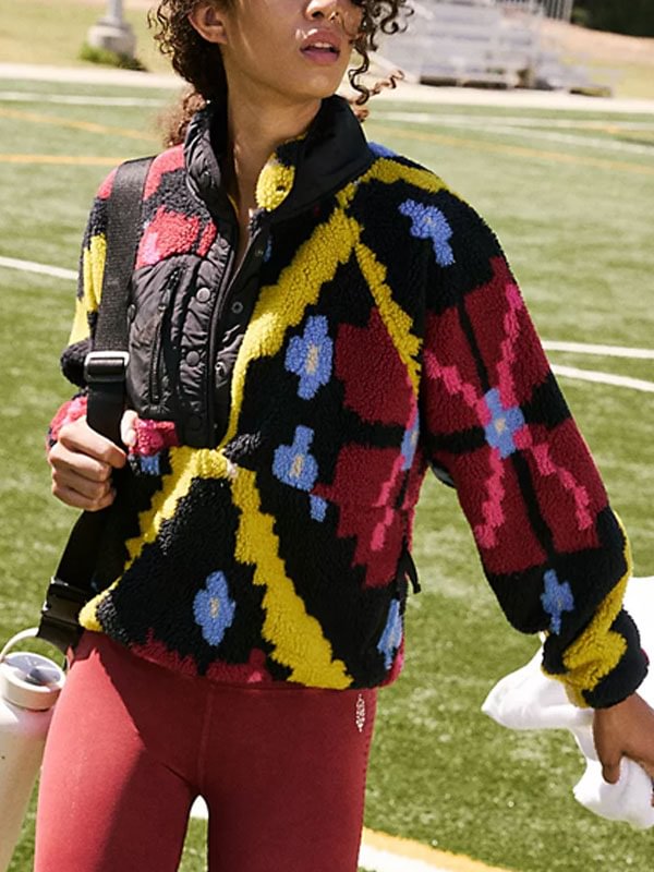 Simple colour blocking rocker sweatshirt for women