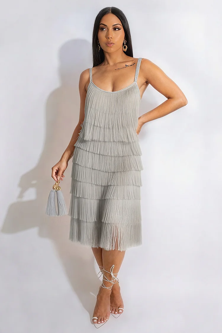Tiered Tassel Slip Party Mini Dresses