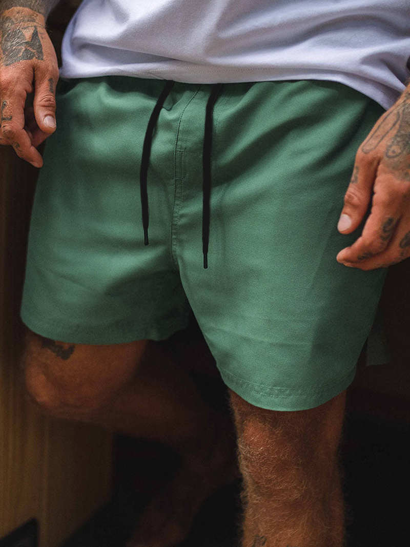 Men's Solid Color Casual Drawstring Shorts