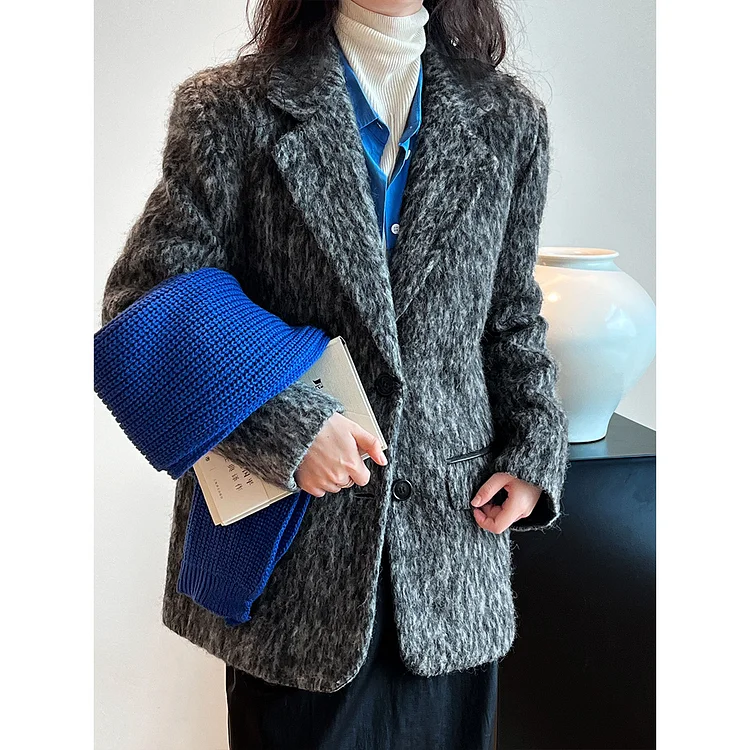 Urban Style Thickened Tweed Button Coat