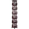 [US Local Warehouse] 6 Tier Bamboo Rotating Bookshelf on Wheels 360 Spinning Book Shelf Tower Round Revolving Bookcase Organizer Rolling Bookshelves for Small Space Corner Bedroom Office