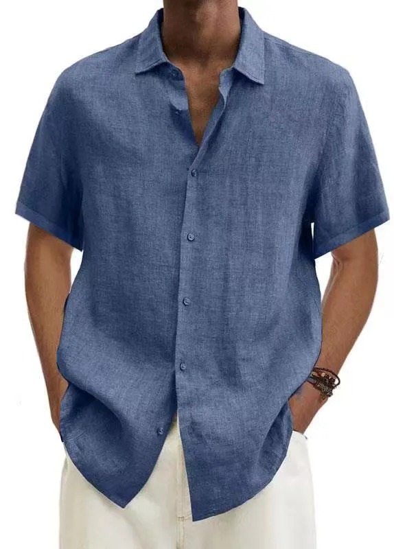 Uveng Uveng Explosion Summer V-Neck Button Cotton Cotton Pure Cotton Shirt Shirt Man Shirt Man