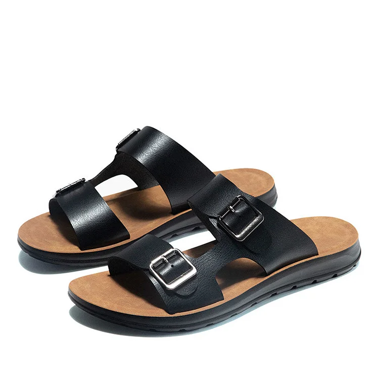 Men Double Buckle Strap Comfy Soft Sole Casual Outdoor Water Slippers