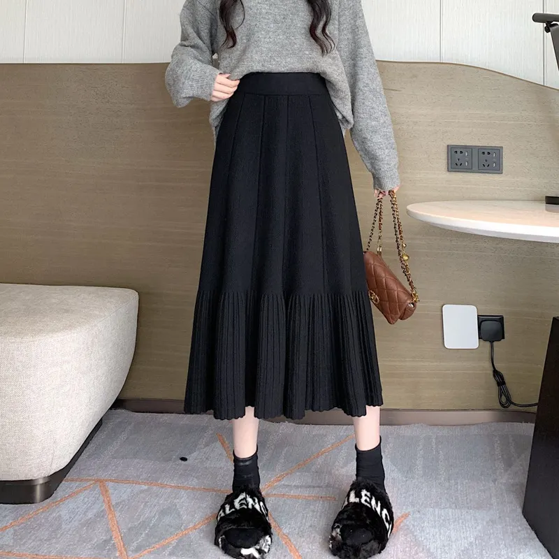 Nigikala Nigikala Knitted Half-Dress Woman 2025 New Autumn And Winter Thick High Waist Thin Temperament A Word Fishtail Skirt