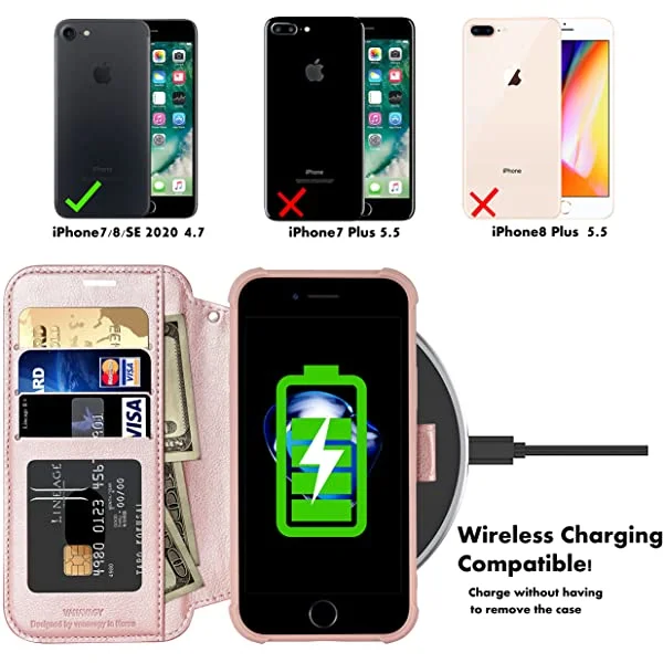 VANAVAGY iPhone SE 2022/iPhone SE 2020 Wallet /iPhone 8/iPhone 7 Wallet Case 4.7 inch