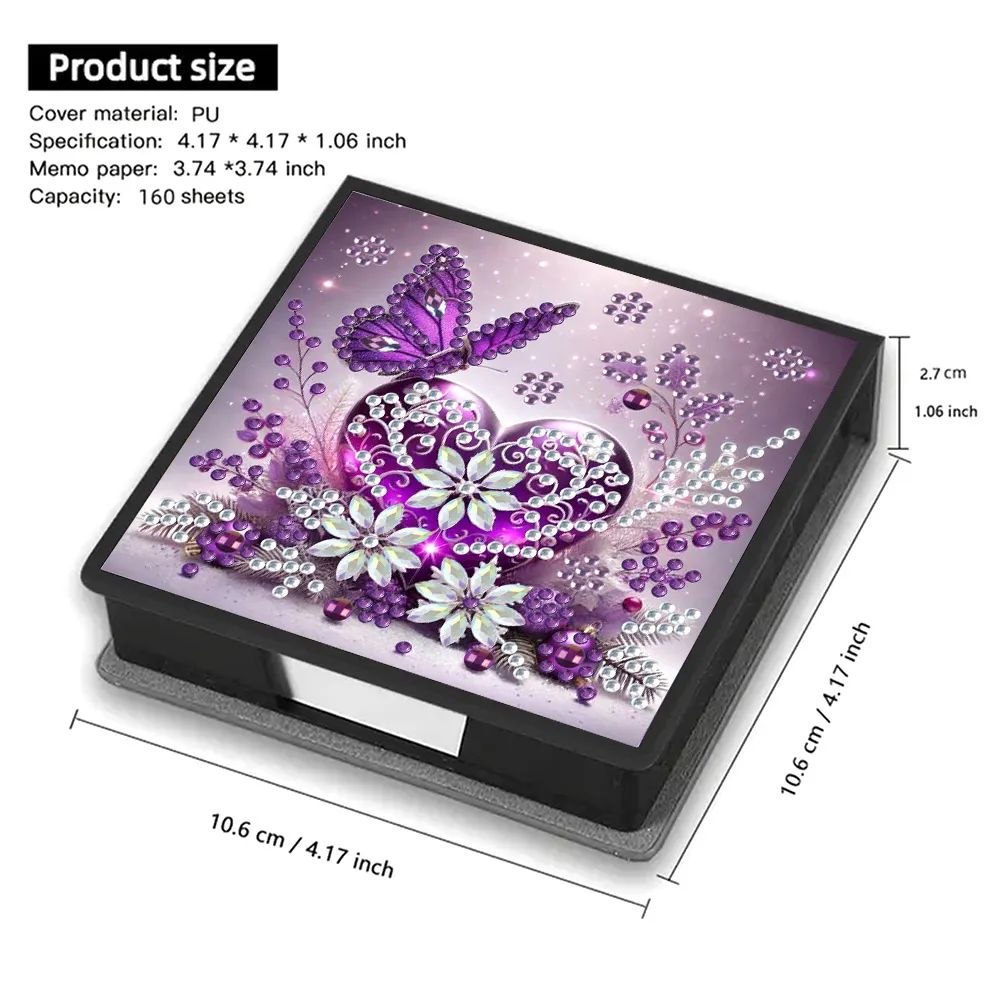 PU 5D Diamond Painting Kit Note Box DIY Diamond Art Notepad Box (Butterfly)