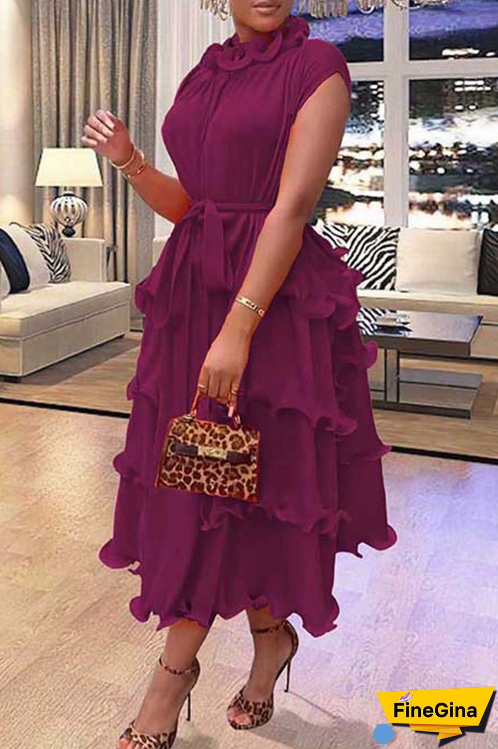 Red Casual Solid Patchwork O Neck Short Sleeve Dress Dresses
