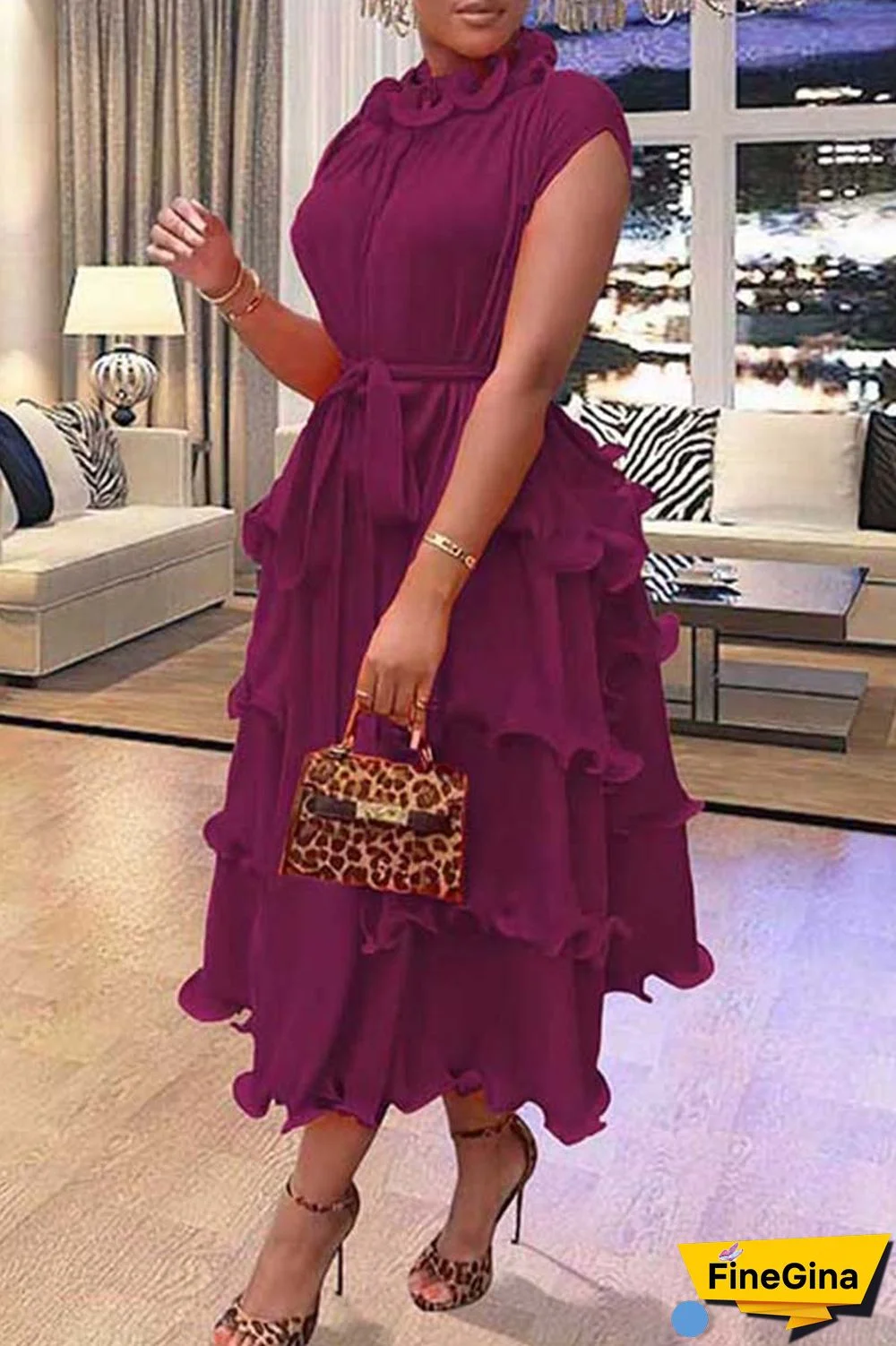 Red Casual Solid Patchwork O Neck Short Sleeve Dress Dresses
