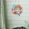 (US Only)2D Flat DIY Seashell Starfish Wreath 5D Diamond Hanging Clock Art Craft for Home
