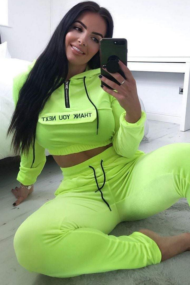 Green Thank You Next Hooded Crop Top Katch Me