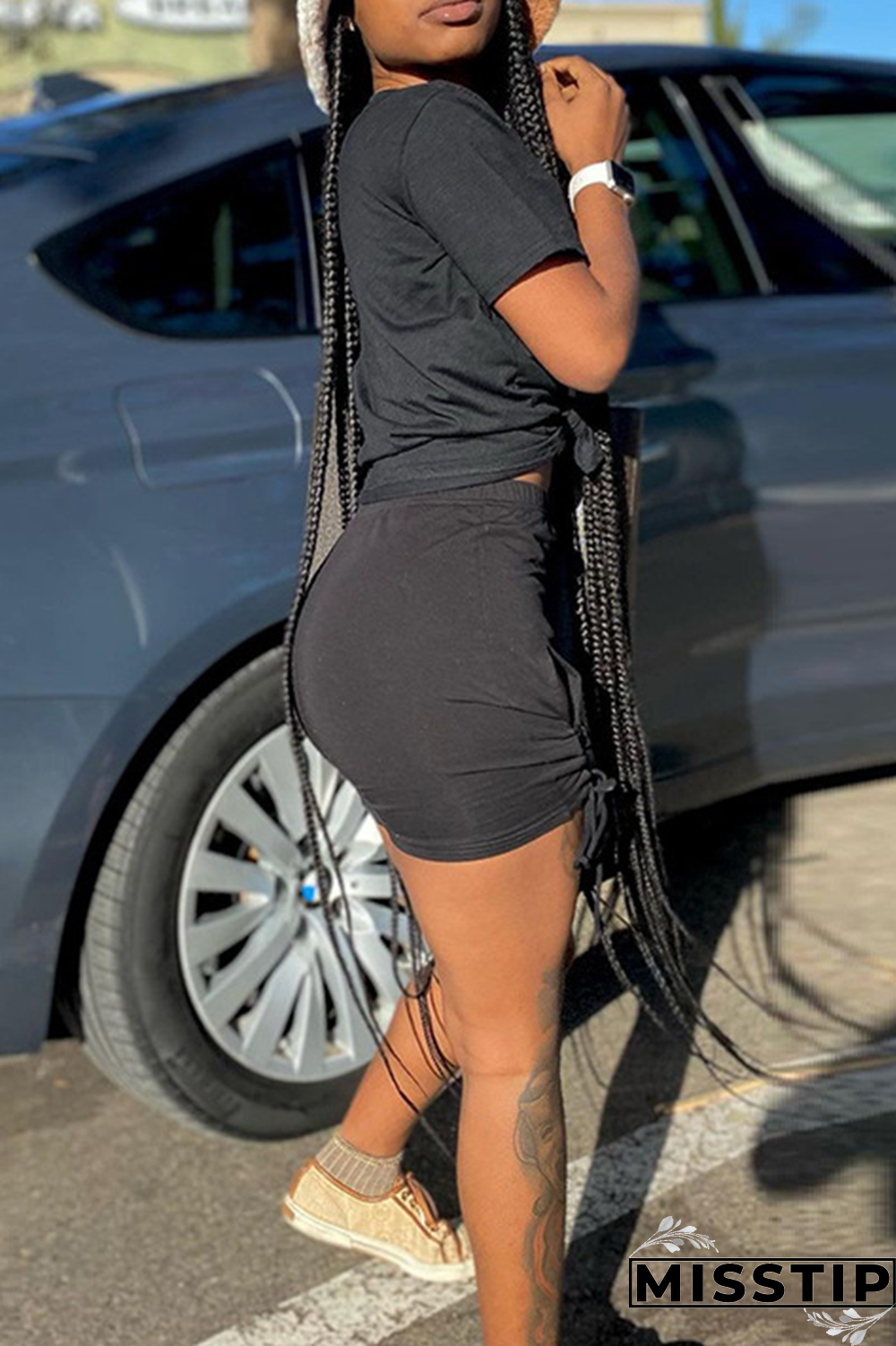 Red Casual Street Lips Printed Patchwork Letter O Neck T-Shirts